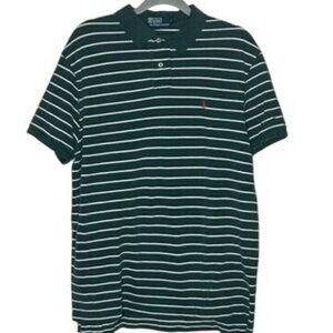Polo Ralph Lauren Green White Striped Polo Shirt Mens XL Golf Preppy Classic